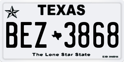 TX license plate BEZ3868