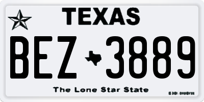 TX license plate BEZ3889