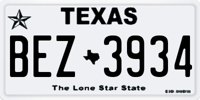 TX license plate BEZ3934