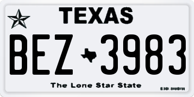 TX license plate BEZ3983