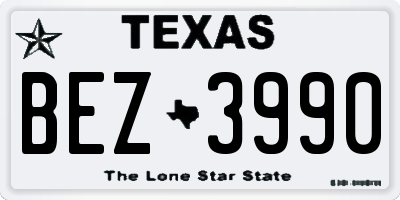 TX license plate BEZ3990