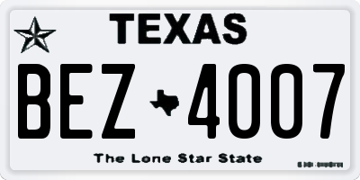 TX license plate BEZ4007