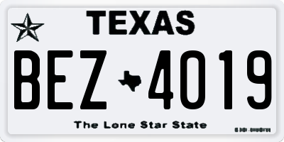 TX license plate BEZ4019