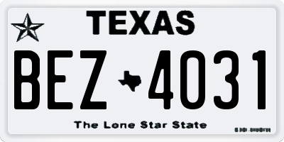 TX license plate BEZ4031