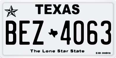TX license plate BEZ4063