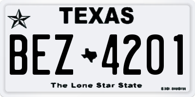 TX license plate BEZ4201