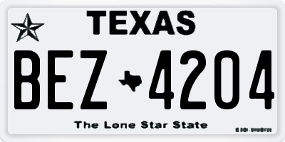 TX license plate BEZ4204
