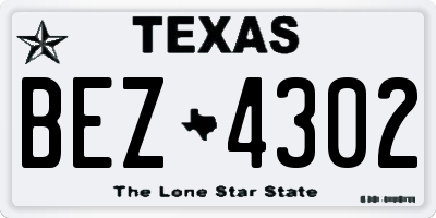 TX license plate BEZ4302