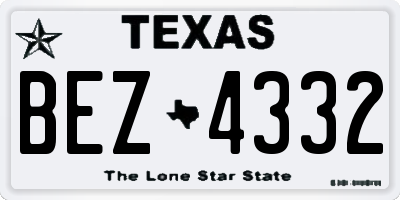 TX license plate BEZ4332