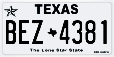 TX license plate BEZ4381