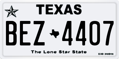 TX license plate BEZ4407