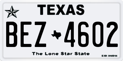 TX license plate BEZ4602