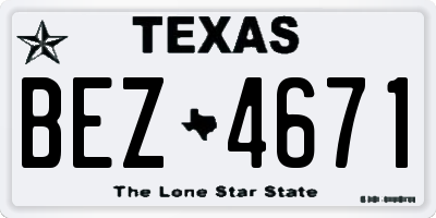 TX license plate BEZ4671