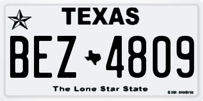 TX license plate BEZ4809