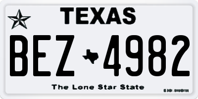 TX license plate BEZ4982