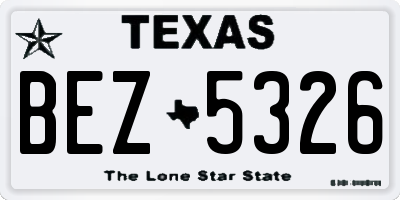 TX license plate BEZ5326