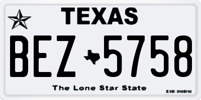 TX license plate BEZ5758