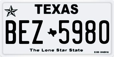 TX license plate BEZ5980