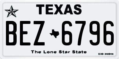 TX license plate BEZ6796