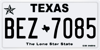 TX license plate BEZ7085