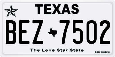 TX license plate BEZ7502