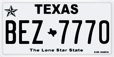 TX license plate BEZ7770