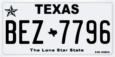 TX license plate BEZ7796