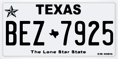 TX license plate BEZ7925
