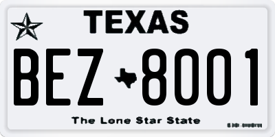 TX license plate BEZ8001