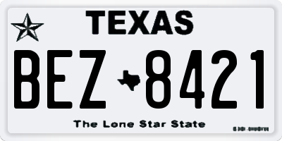 TX license plate BEZ8421