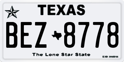 TX license plate BEZ8778