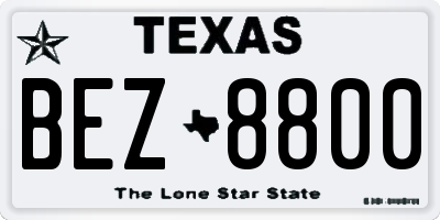 TX license plate BEZ8800
