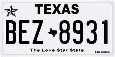 TX license plate BEZ8931