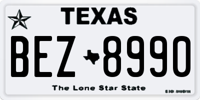TX license plate BEZ8990