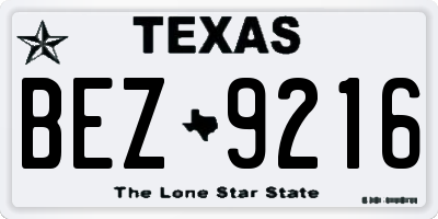 TX license plate BEZ9216