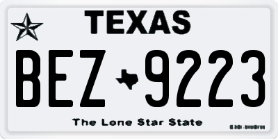 TX license plate BEZ9223