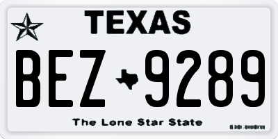 TX license plate BEZ9289