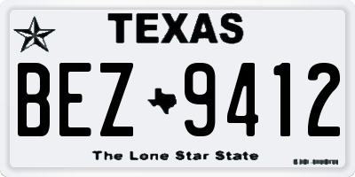TX license plate BEZ9412