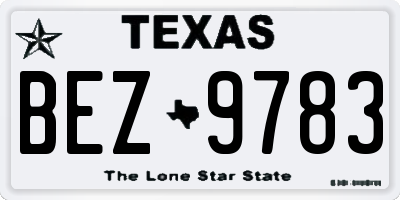 TX license plate BEZ9783