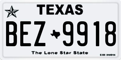 TX license plate BEZ9918