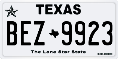 TX license plate BEZ9923