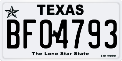 TX license plate BF04793