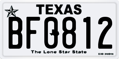 TX license plate BF0812