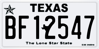 TX license plate BF12547