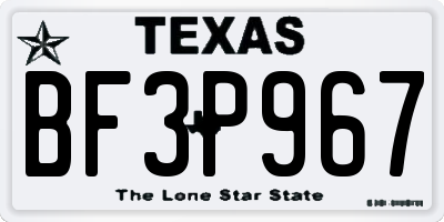 TX license plate BF3P967