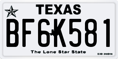 TX license plate BF6K581