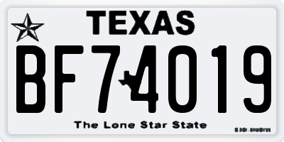 TX license plate BF74019