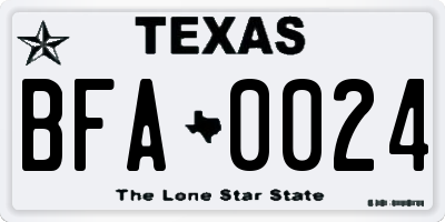 TX license plate BFA0024