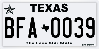 TX license plate BFA0039