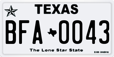 TX license plate BFA0043